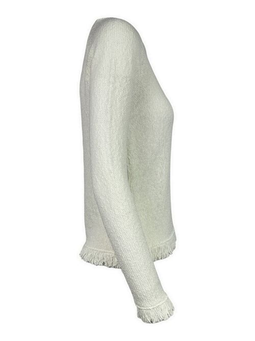 maglia donna latte con frange A rovescio | 2650/16013